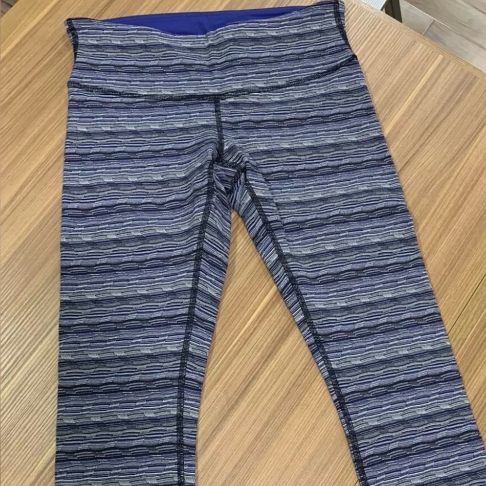 Lululemon Wunder Under Crop Space Dye Twist Sapphire Blue Multi Cropped Leggings